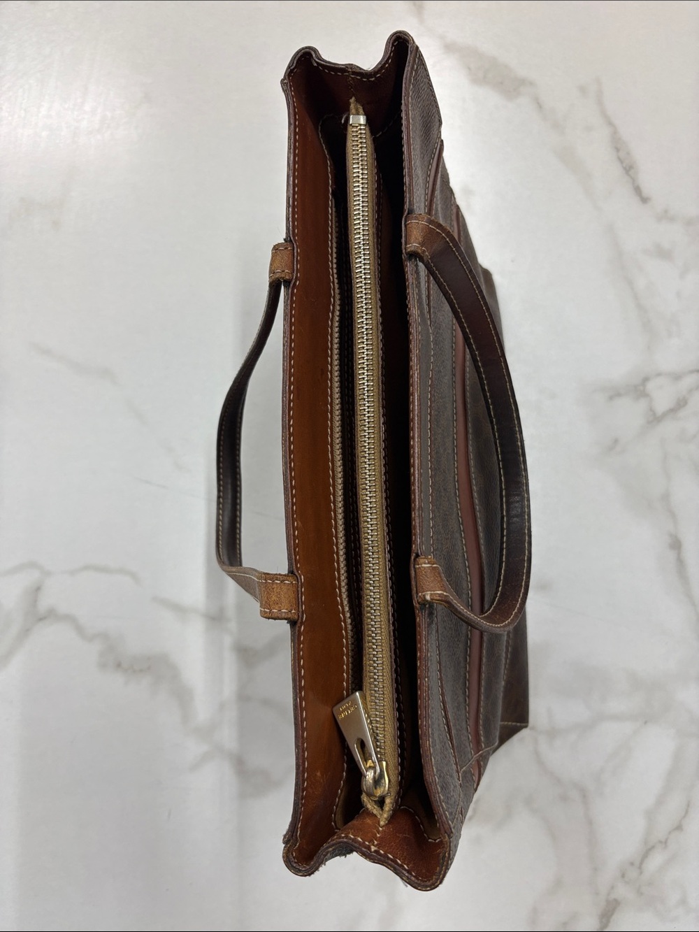 Celine Macadam tote bag Tan and Beige Leather Zip Tote with Silver Hardware - Picture 12 of 12